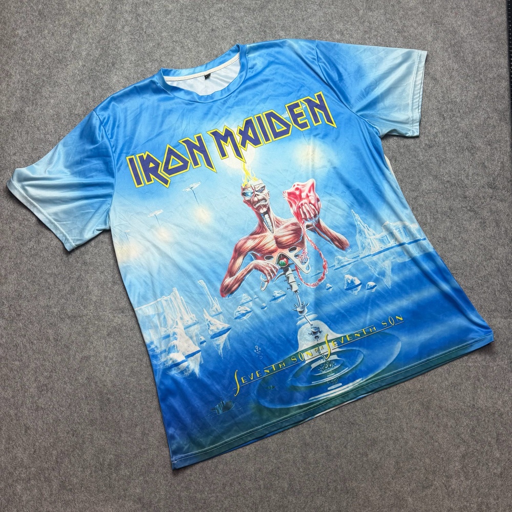 Iron Maiden Shirt Mens 3XL AOP Seventh Son Eddie Album Art Graphic Tee Metal
